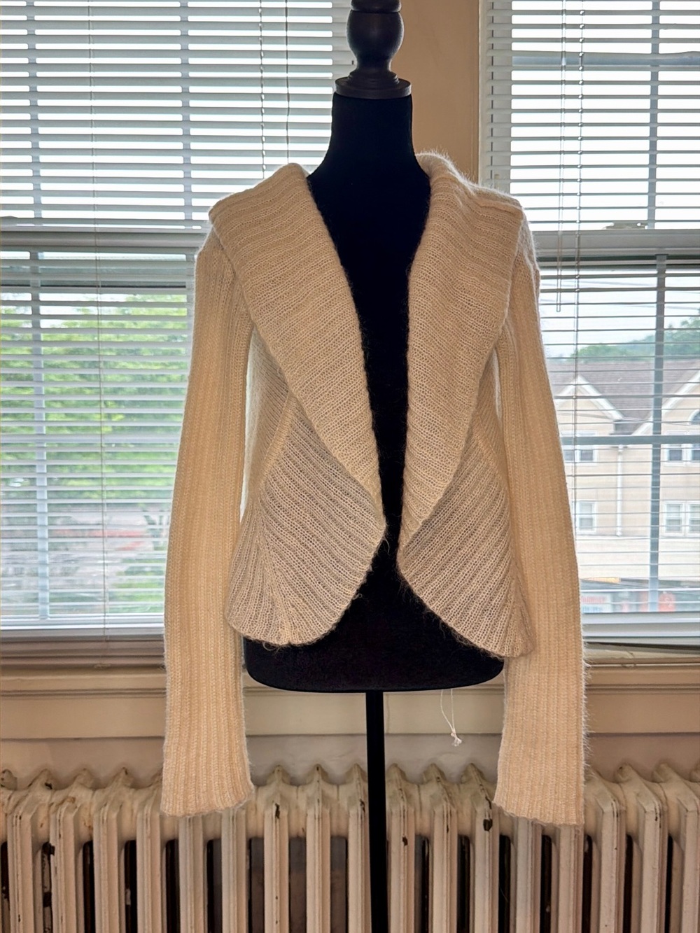 Free People Mohair Draped Open Cardigan in Cream